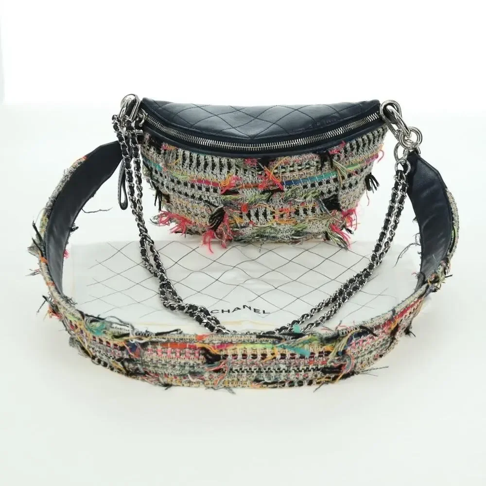 Chanel Matelasse Tweed Chain Crossbody Bag Multicolor